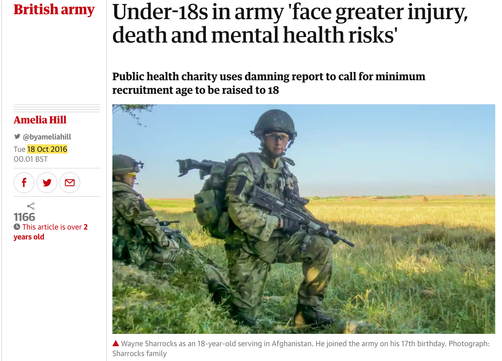 Under-18s in army ‘face greater injury, death and mental health risks’