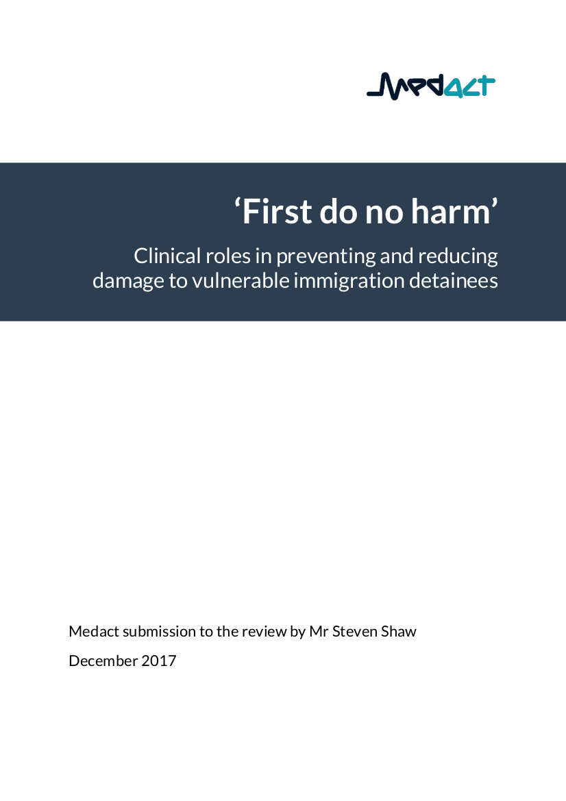 First do no harm – clinical roles in preventing and reducing damage to vulnerable immigration detainees