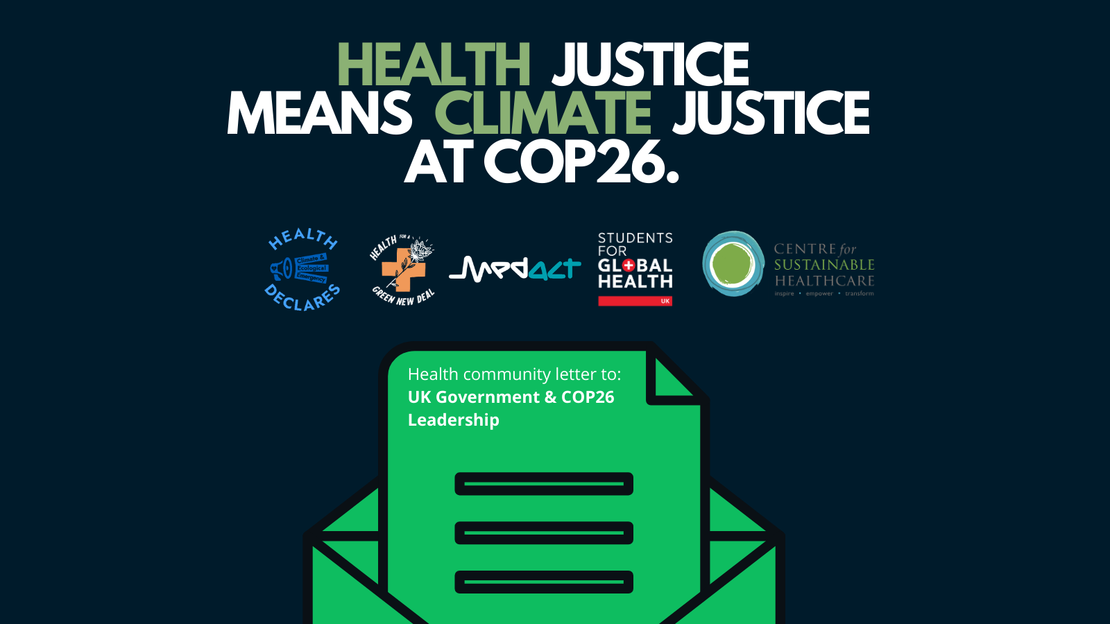 Health & Climate Justice at COP26 ─ health community letter to the UK Government and COP26 leadership