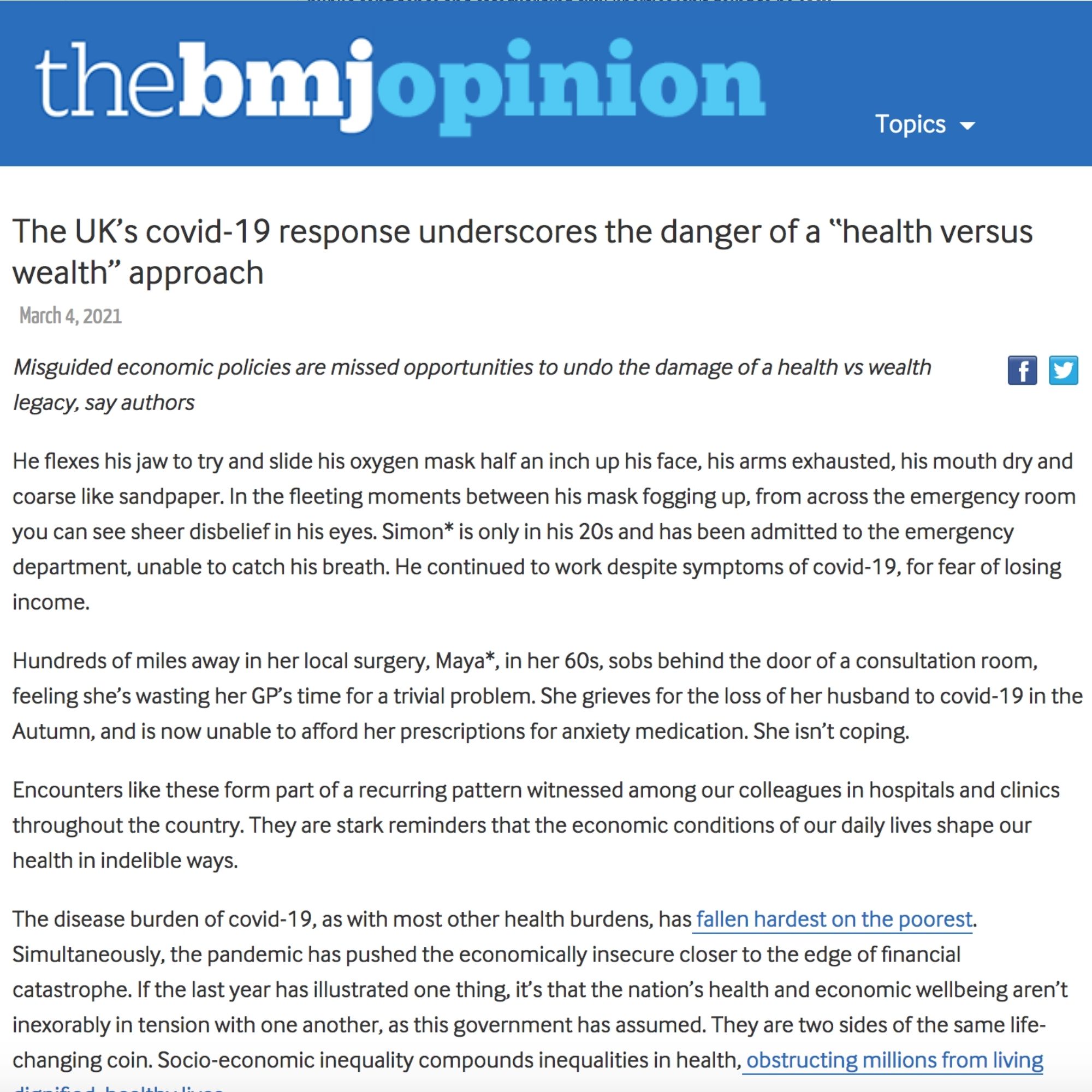 The UK’s covid-19 response underscores the danger of a “health versus wealth” approach