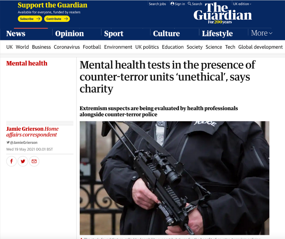 Mental health tests in the presence of counter-terror units ‘unethical’, says charity