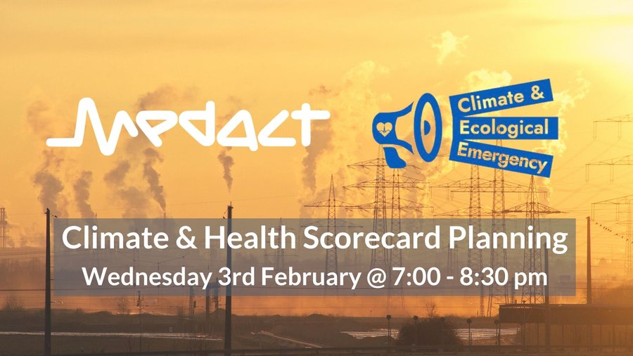 Climate Health Scorecard title image over image of fossil fuel power plant